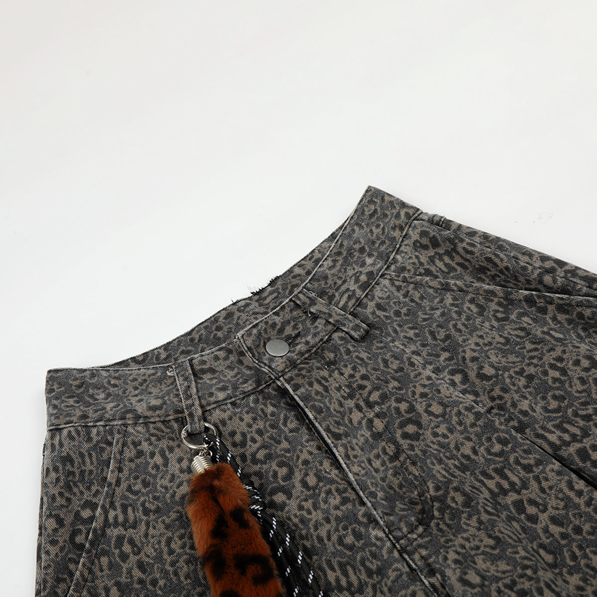 DAXUEN dark grey leopard print wide-leg pants