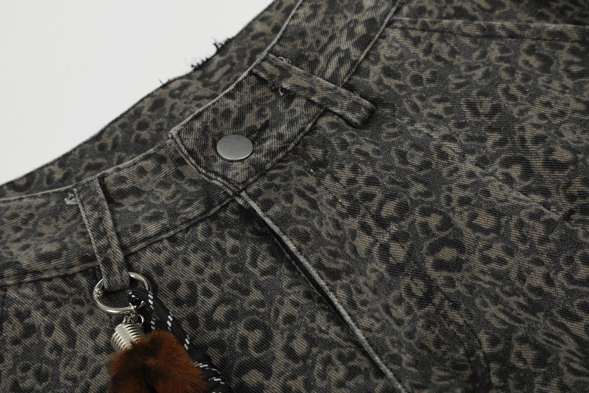 DAXUEN dark grey leopard print wide-leg pants