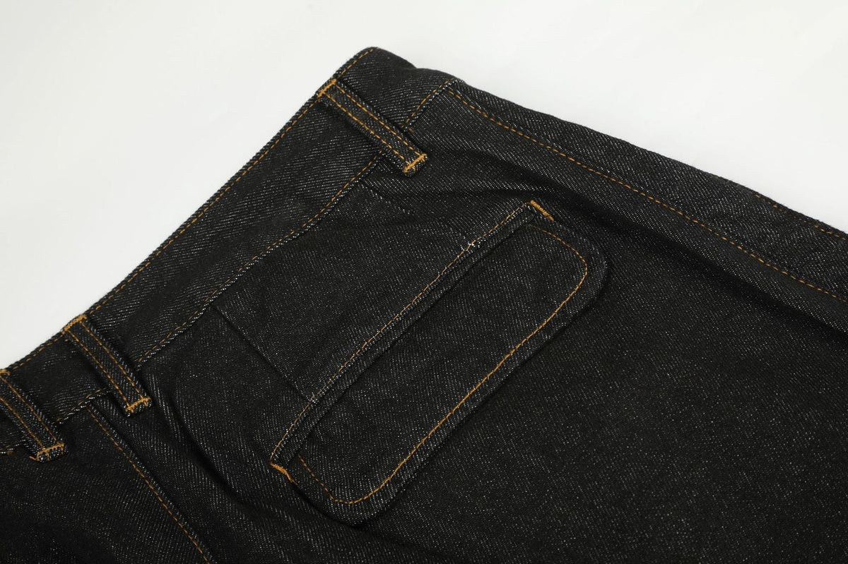 Dark Wash Wide-Leg Denim Trousers