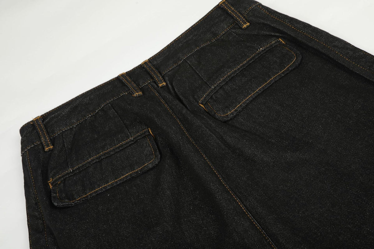 Dark Wash Wide-Leg Denim Trousers