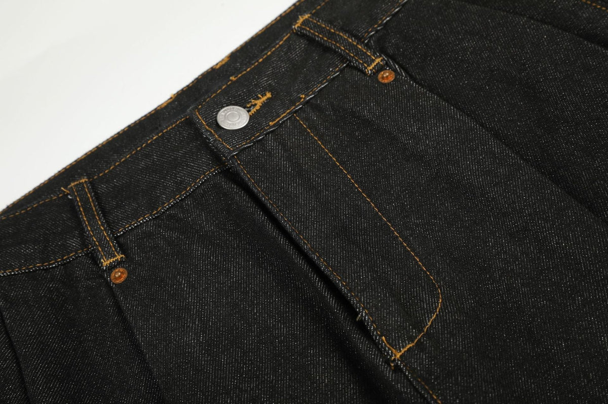 Dark Wash Wide-Leg Denim Trousers