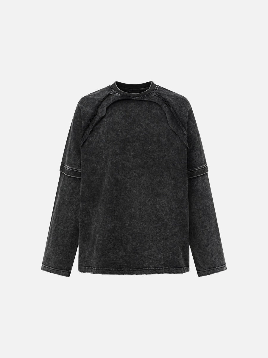 DAXUEN washed grey-green deconstructed seam long sleeve t-shirt