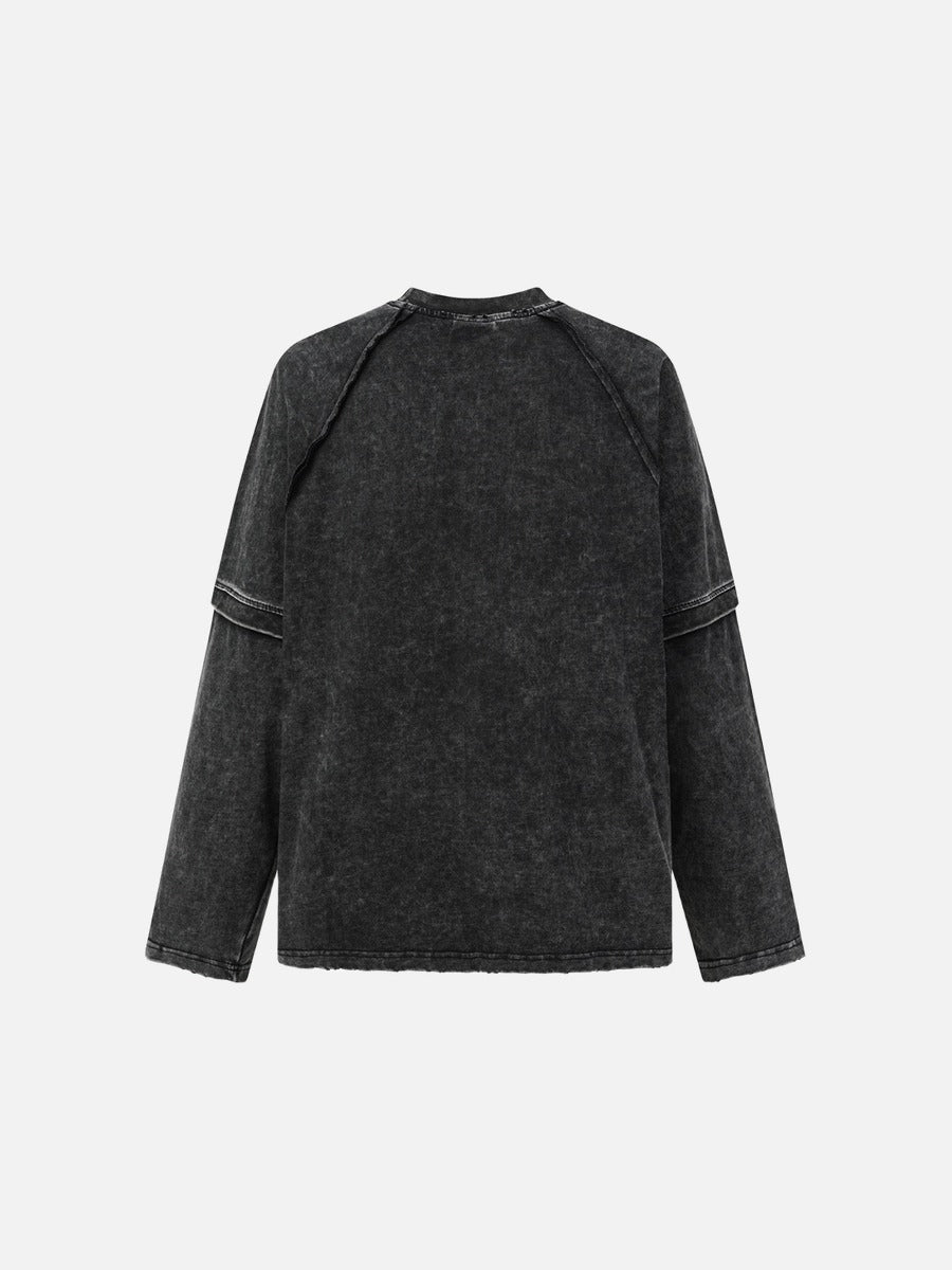 DAXUEN washed grey-green deconstructed seam long sleeve t-shirt