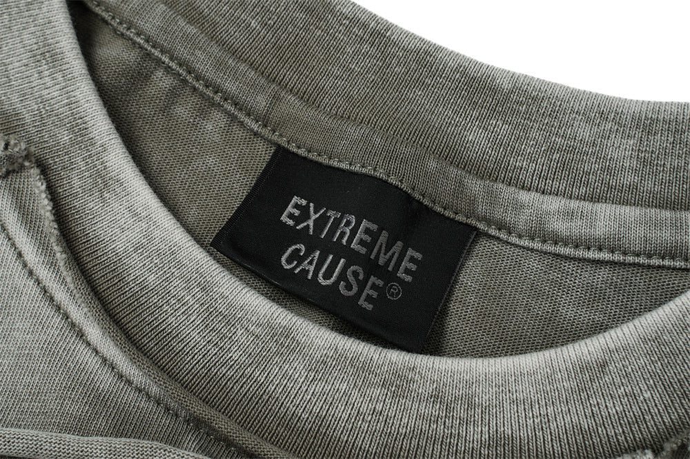 DAXUEN washed grey-green deconstructed seam long sleeve t-shirt