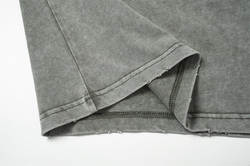 DAXUEN washed grey-green deconstructed seam long sleeve t-shirt
