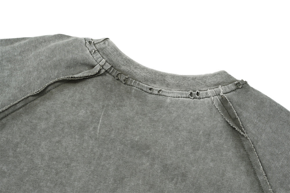 DAXUEN washed grey-green deconstructed seam long sleeve t-shirt