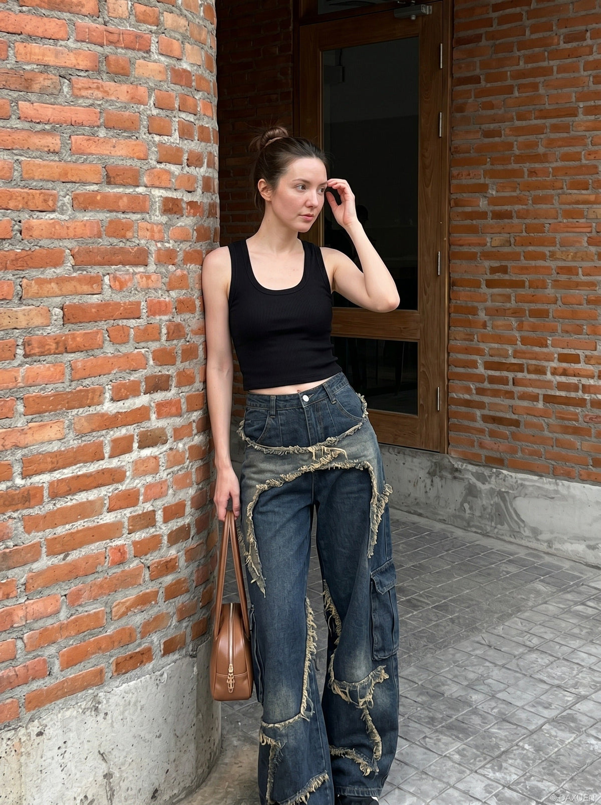 Deep U-Neck Ribbed Knit Tank Top