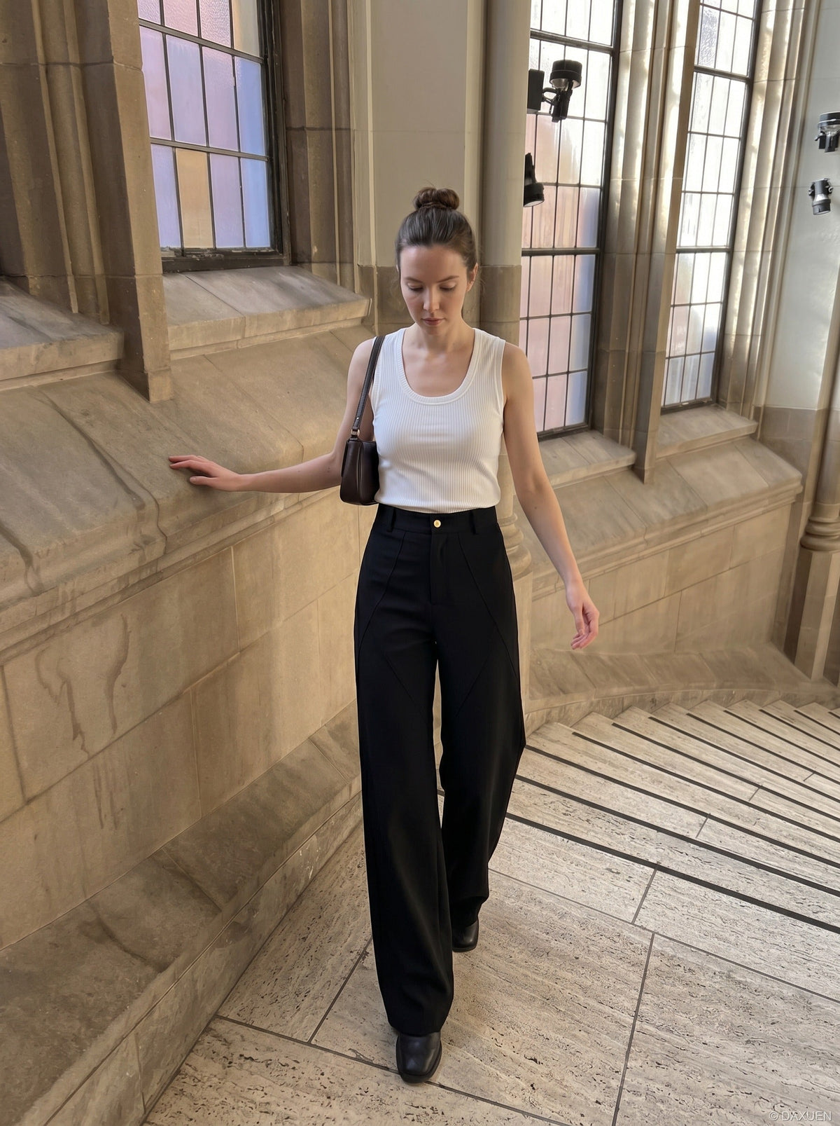 Deep U-Neck Ribbed Knit Tank Top