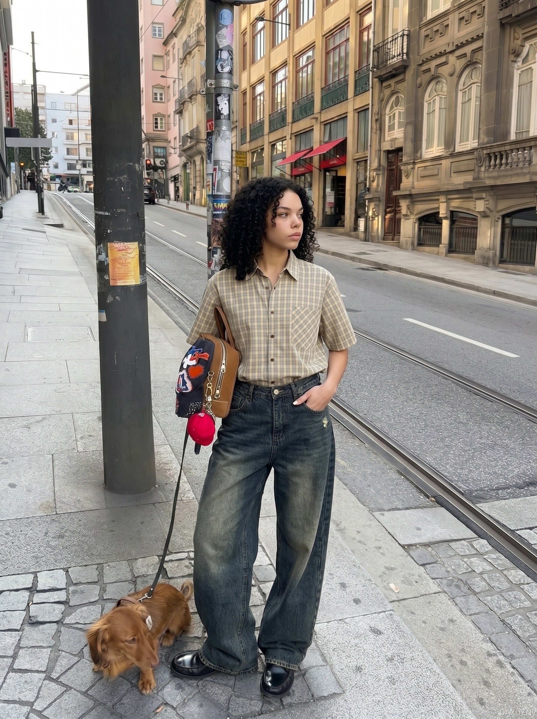 Diagonal Plaid Button-Down Shirt