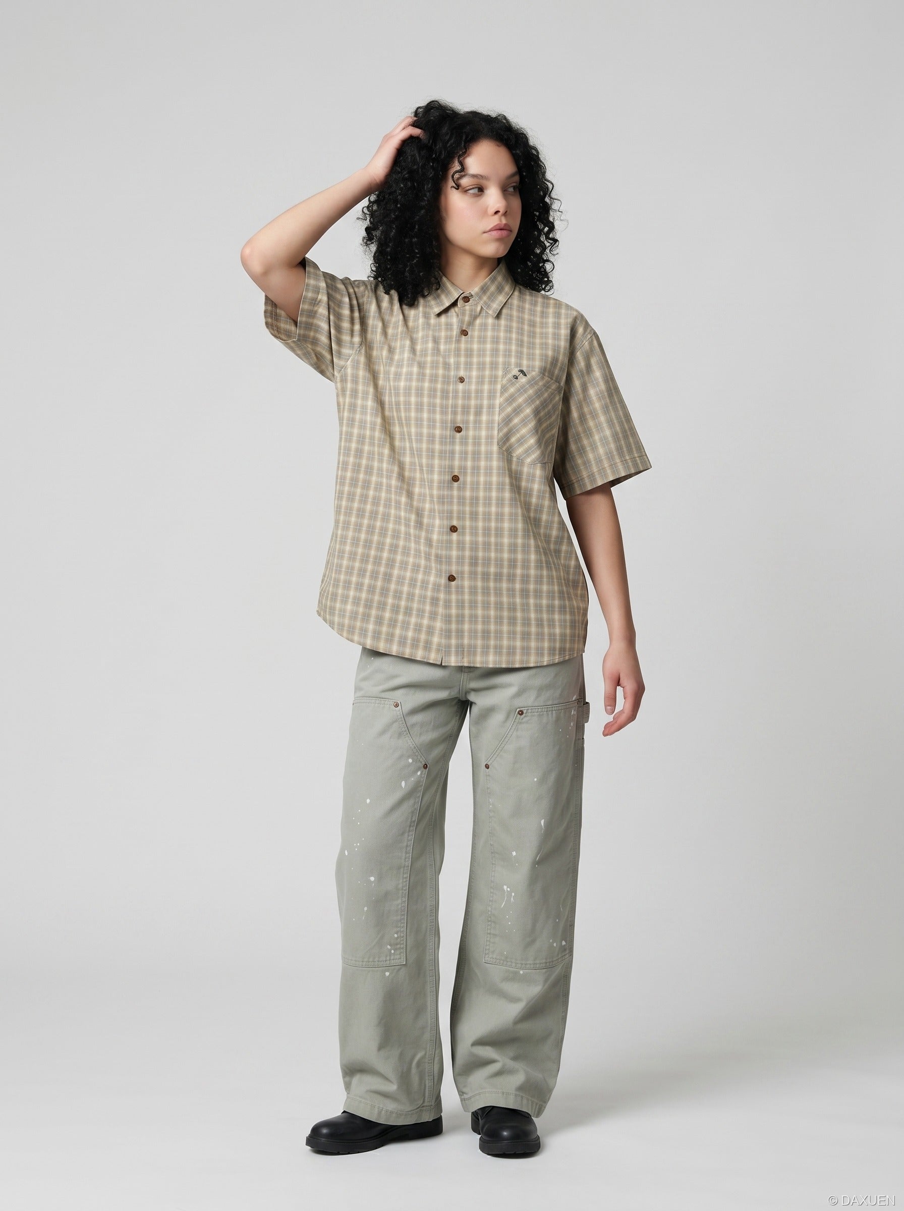 Diagonal Plaid Button-Down Shirt