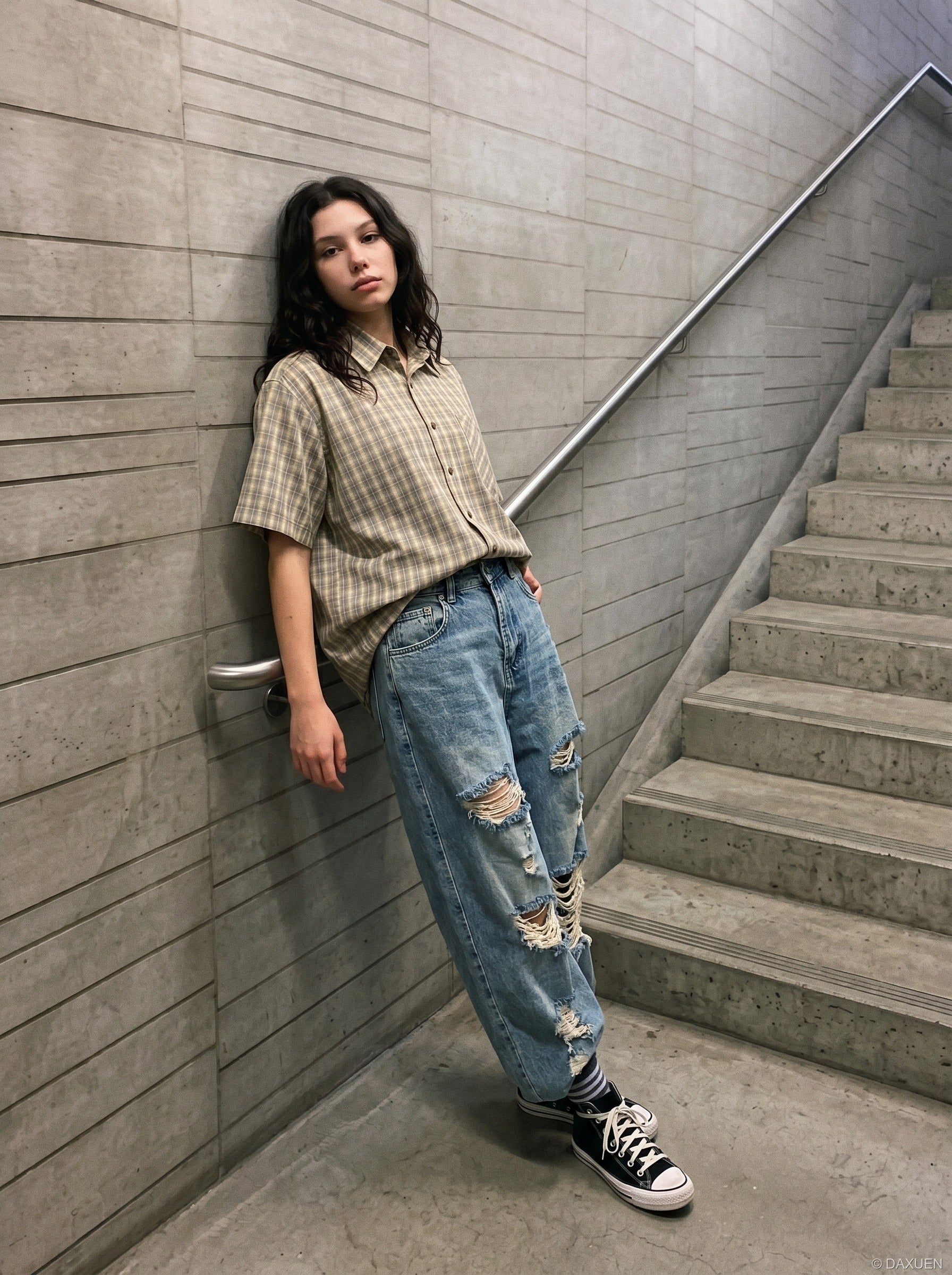 Diagonal Plaid Button-Down Shirt