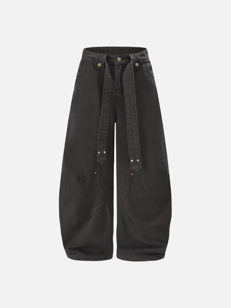 DAXUEN charcoal grey wide-leg curved panel pants