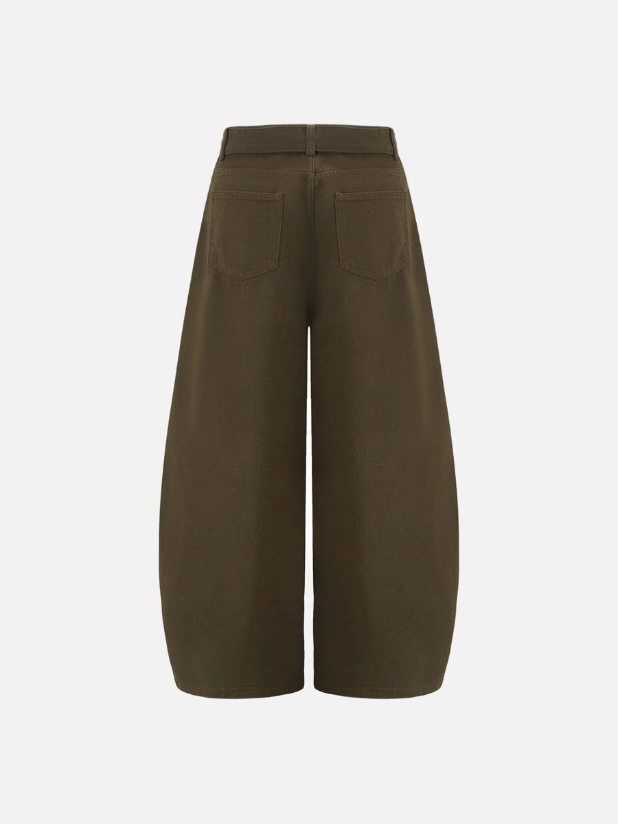 DAXUEN charcoal grey wide-leg curved panel pants