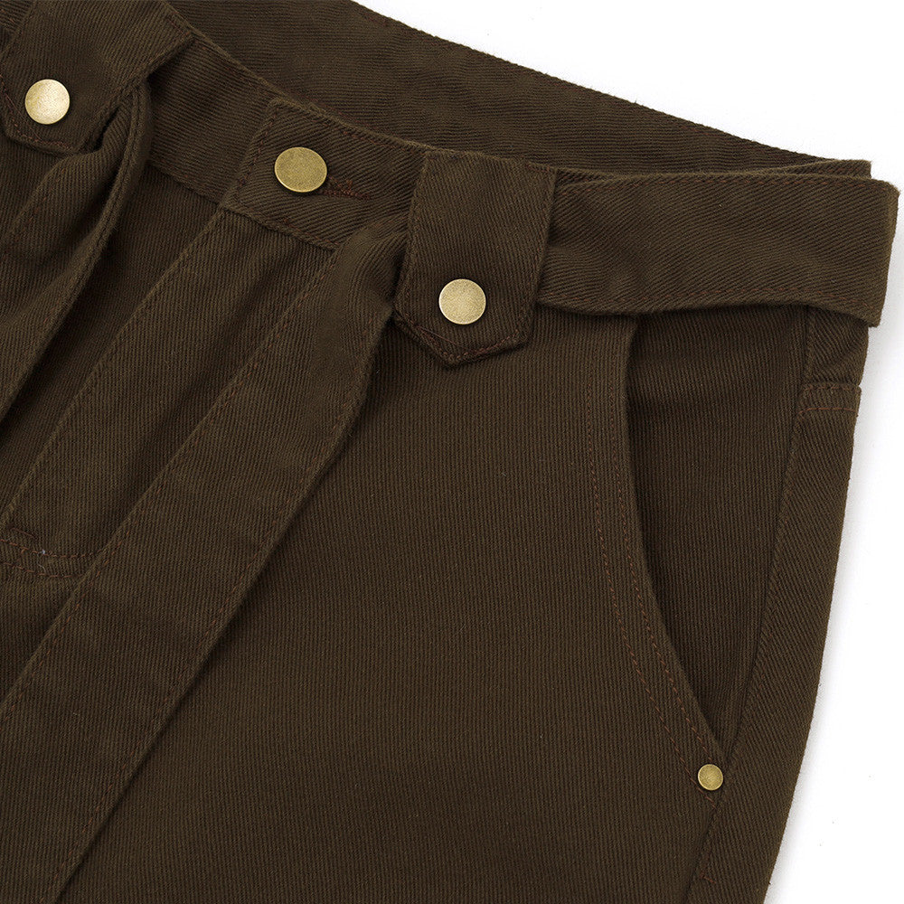 DAXUEN charcoal grey wide-leg curved panel pants