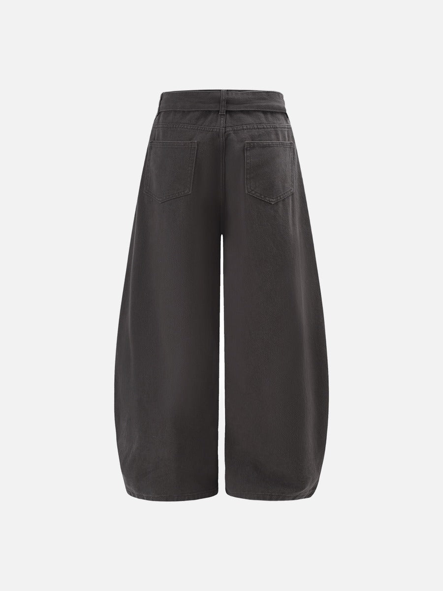 DAXUEN charcoal grey wide-leg curved panel pants