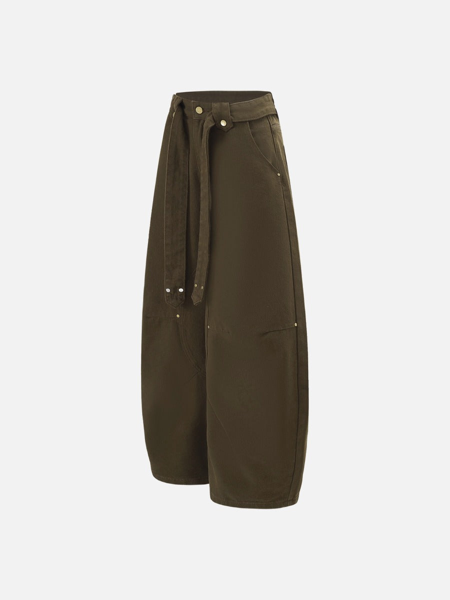 DAXUEN charcoal grey wide-leg curved panel pants