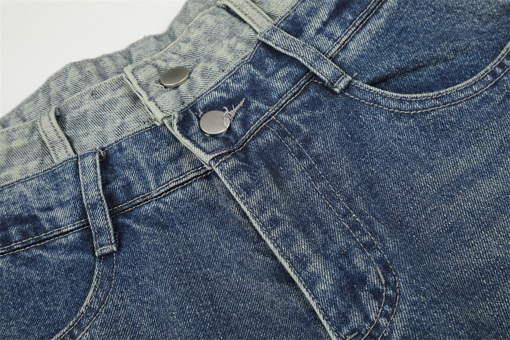 Distressed Barrel Denim Jeans with Stars