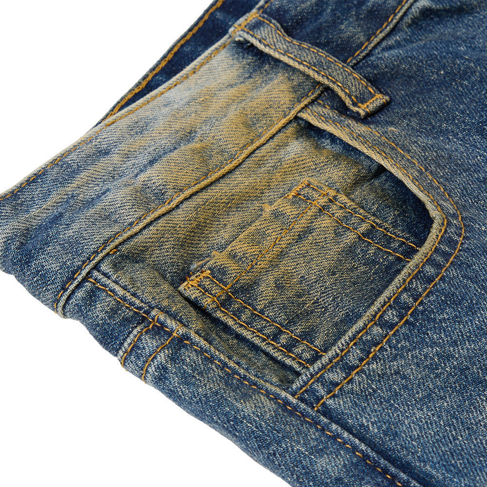 Distressed Bell-Bottom Denim Jeans