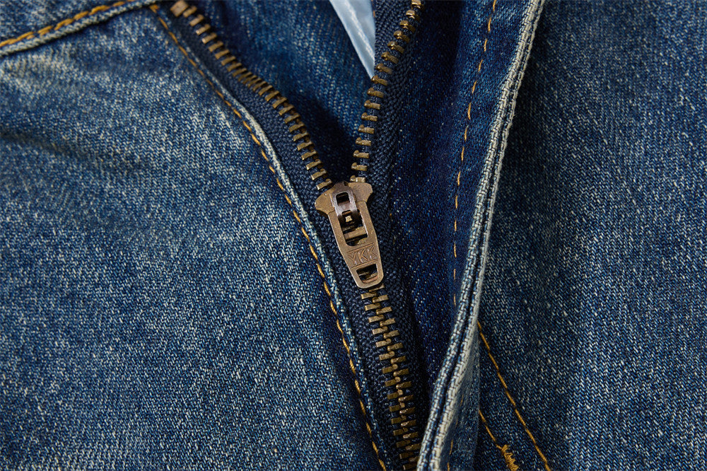 Distressed Bell-Bottom Denim Jeans