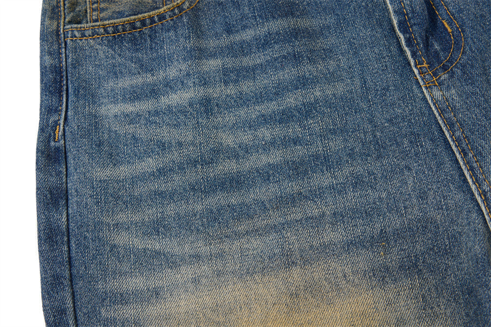 Distressed Bell-Bottom Denim Jeans
