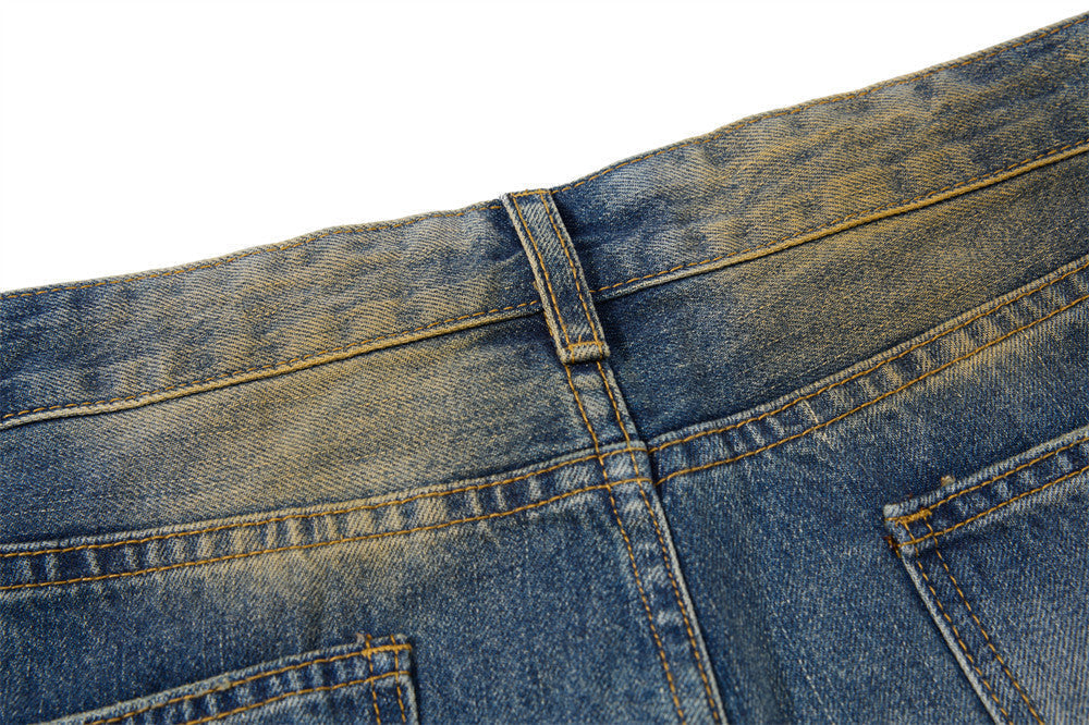 Distressed Bell-Bottom Denim Jeans