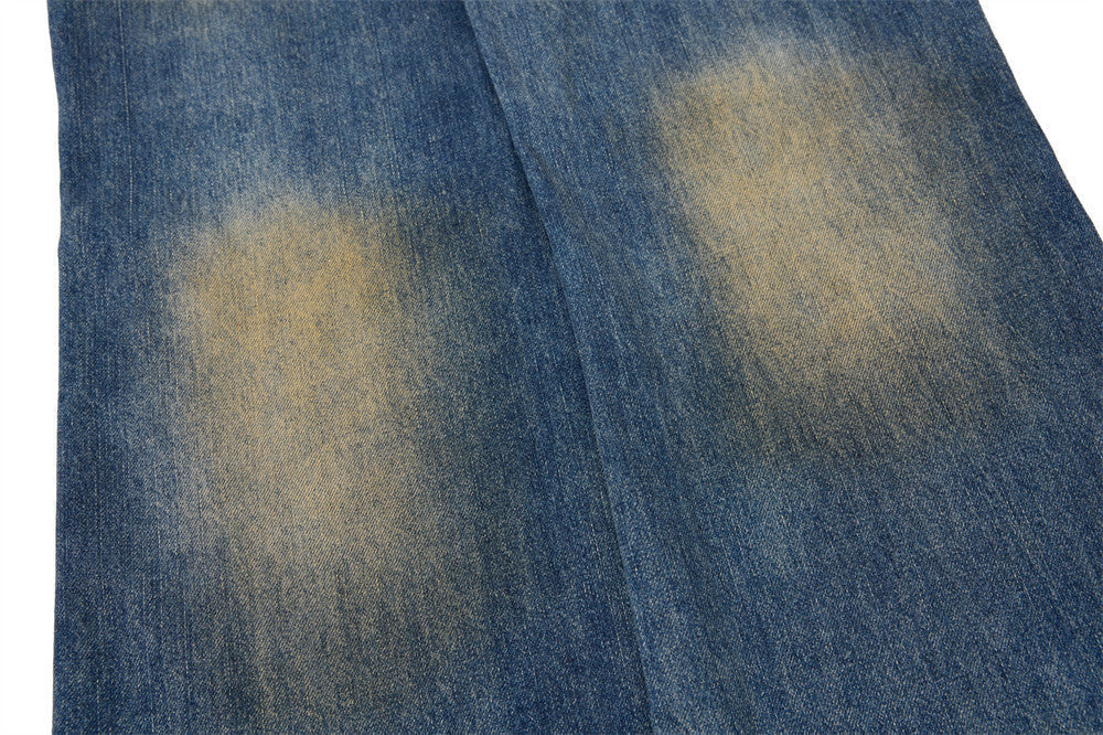 Distressed Bell-Bottom Denim Jeans
