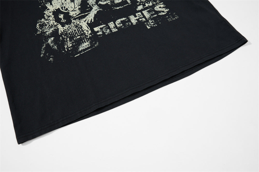 Distressed Black Layered Graphic T-Shirt