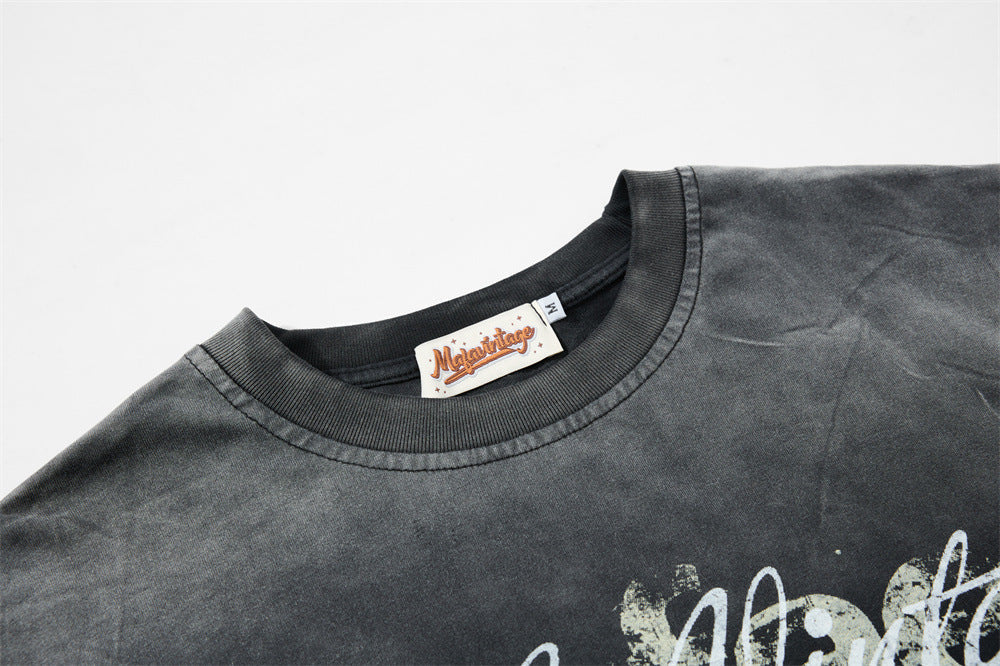 Distressed Black Layered Graphic T-Shirt