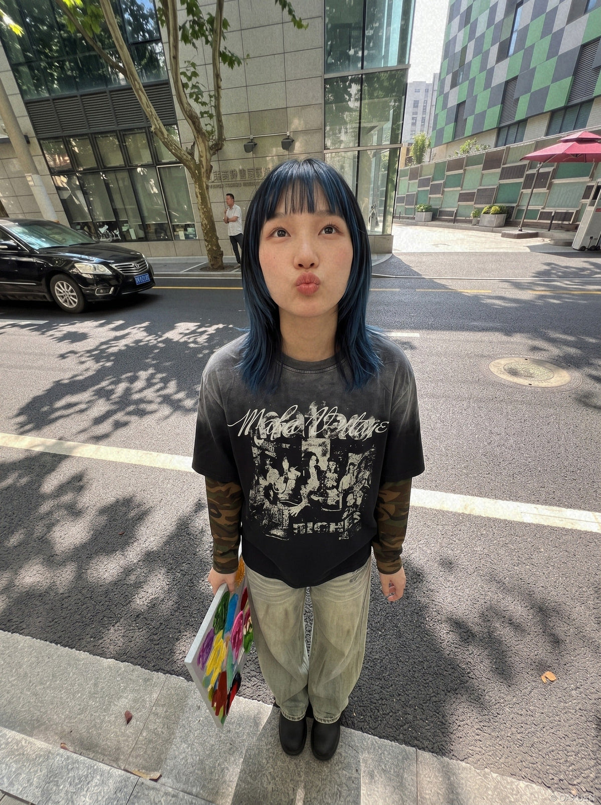 Distressed Black Layered Graphic T-Shirt