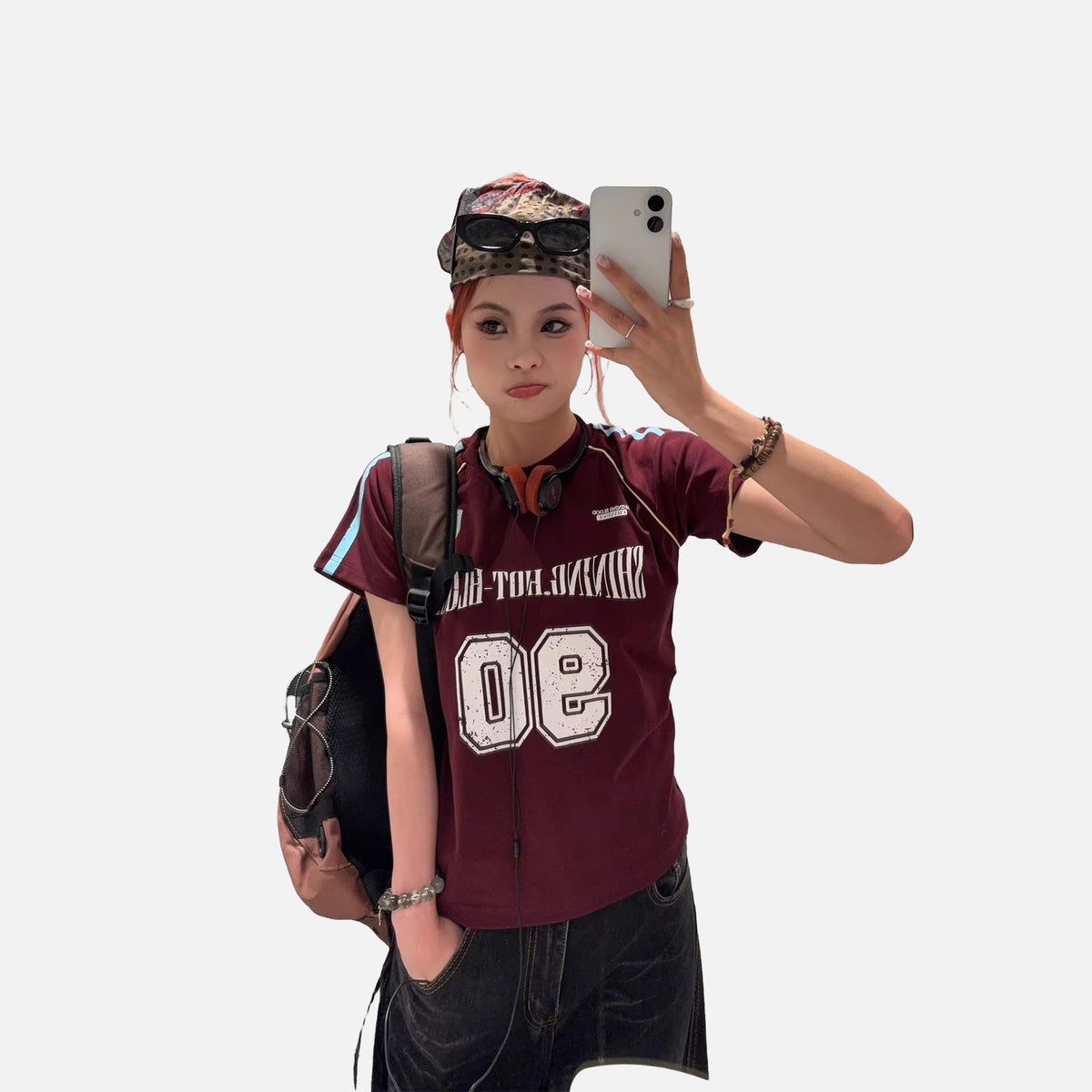 Distressed Block Lettering Maroon T-Shirt