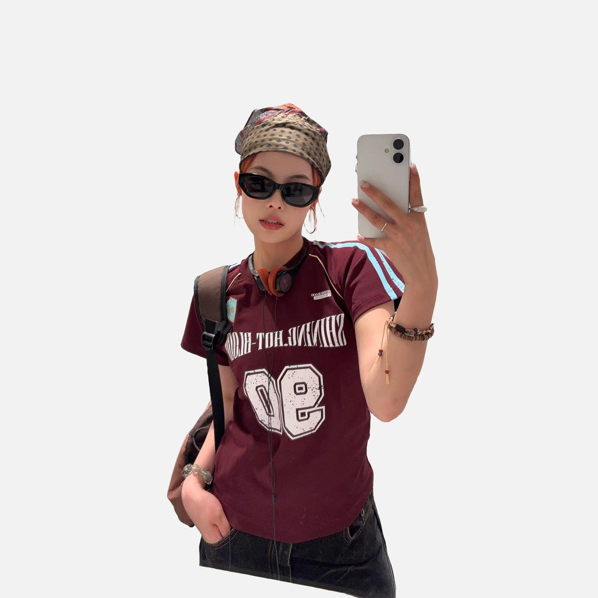Distressed Block Lettering Maroon T-Shirt