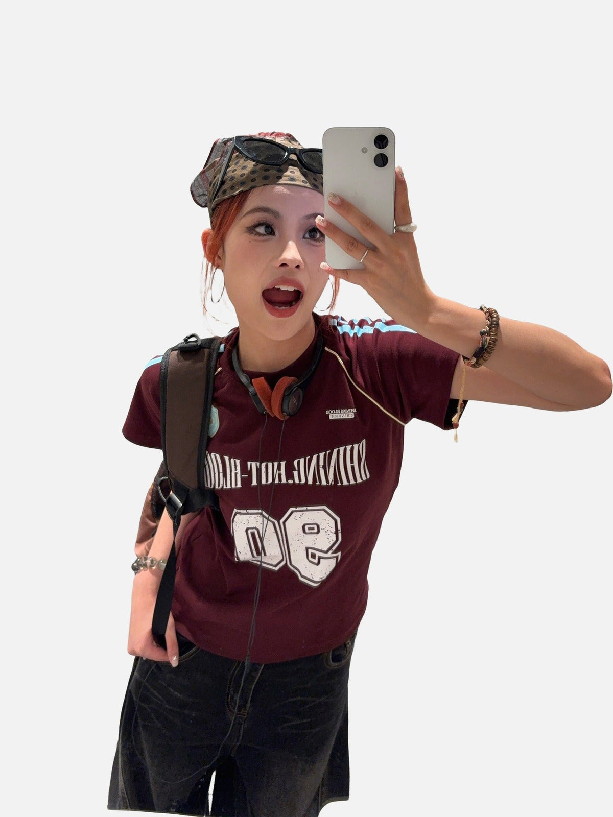 Distressed Block Lettering Maroon T-Shirt