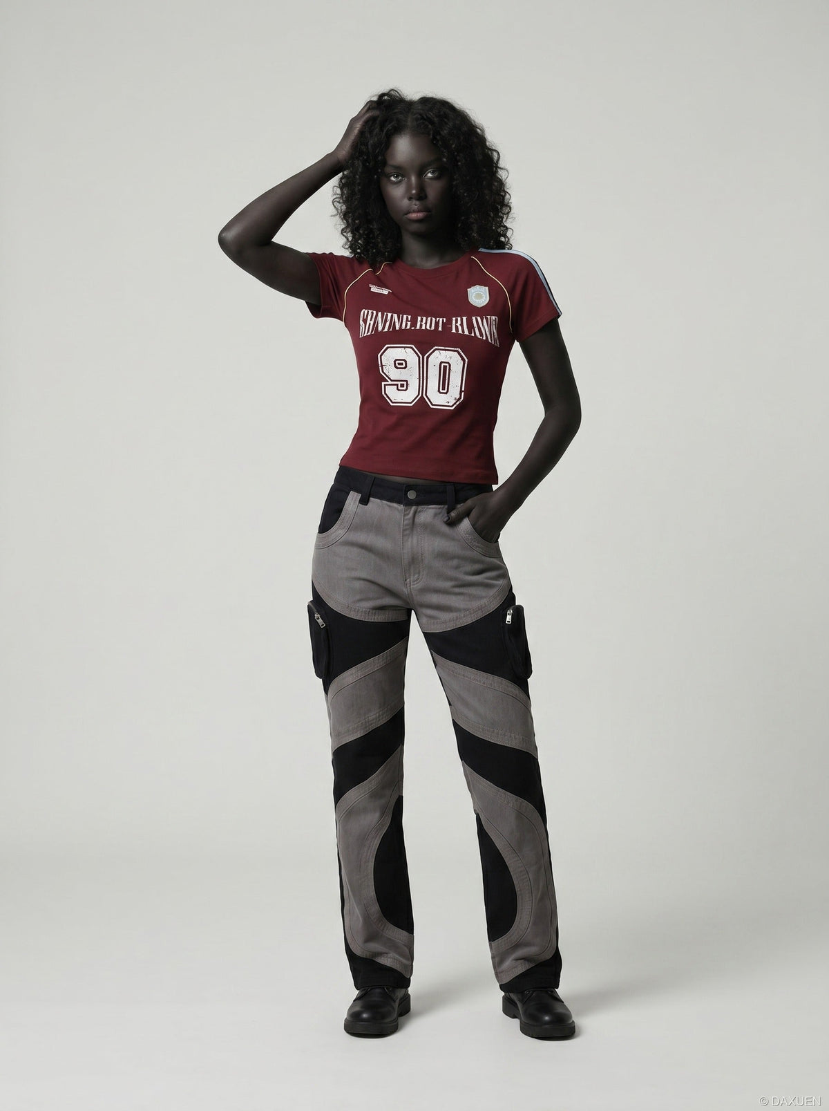 Distressed Block Lettering Maroon T-Shirt