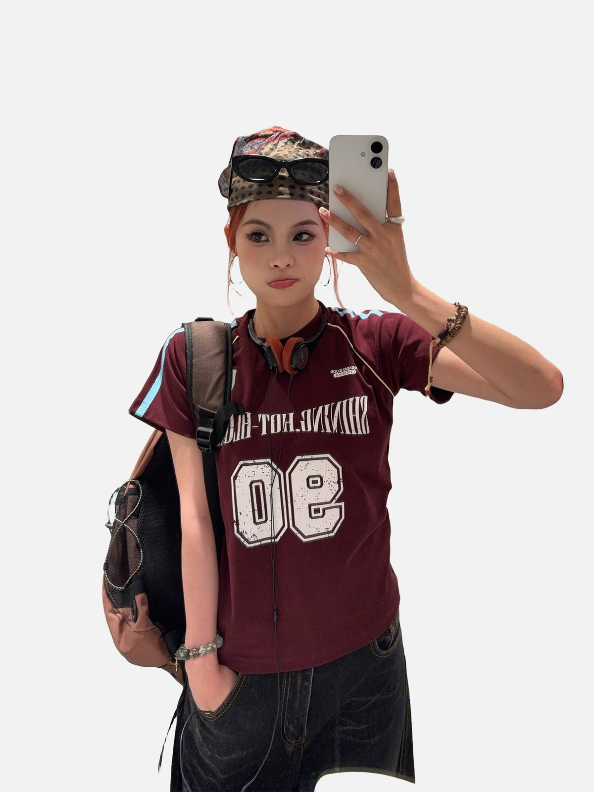Distressed Block Lettering Maroon T-Shirt