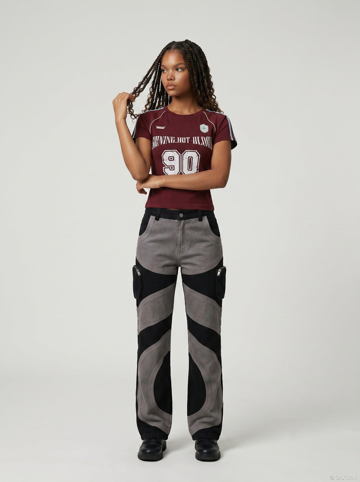 Distressed Block Lettering Maroon T-Shirt
