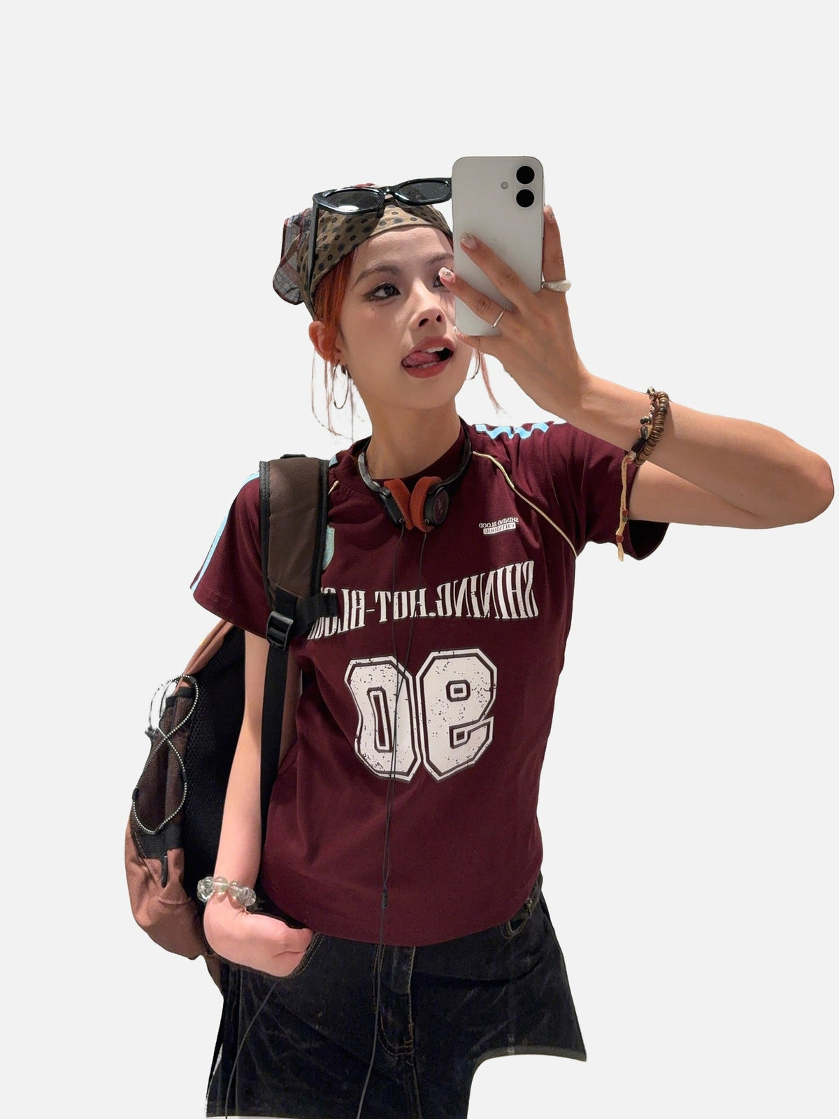 Distressed Block Lettering Maroon T-Shirt