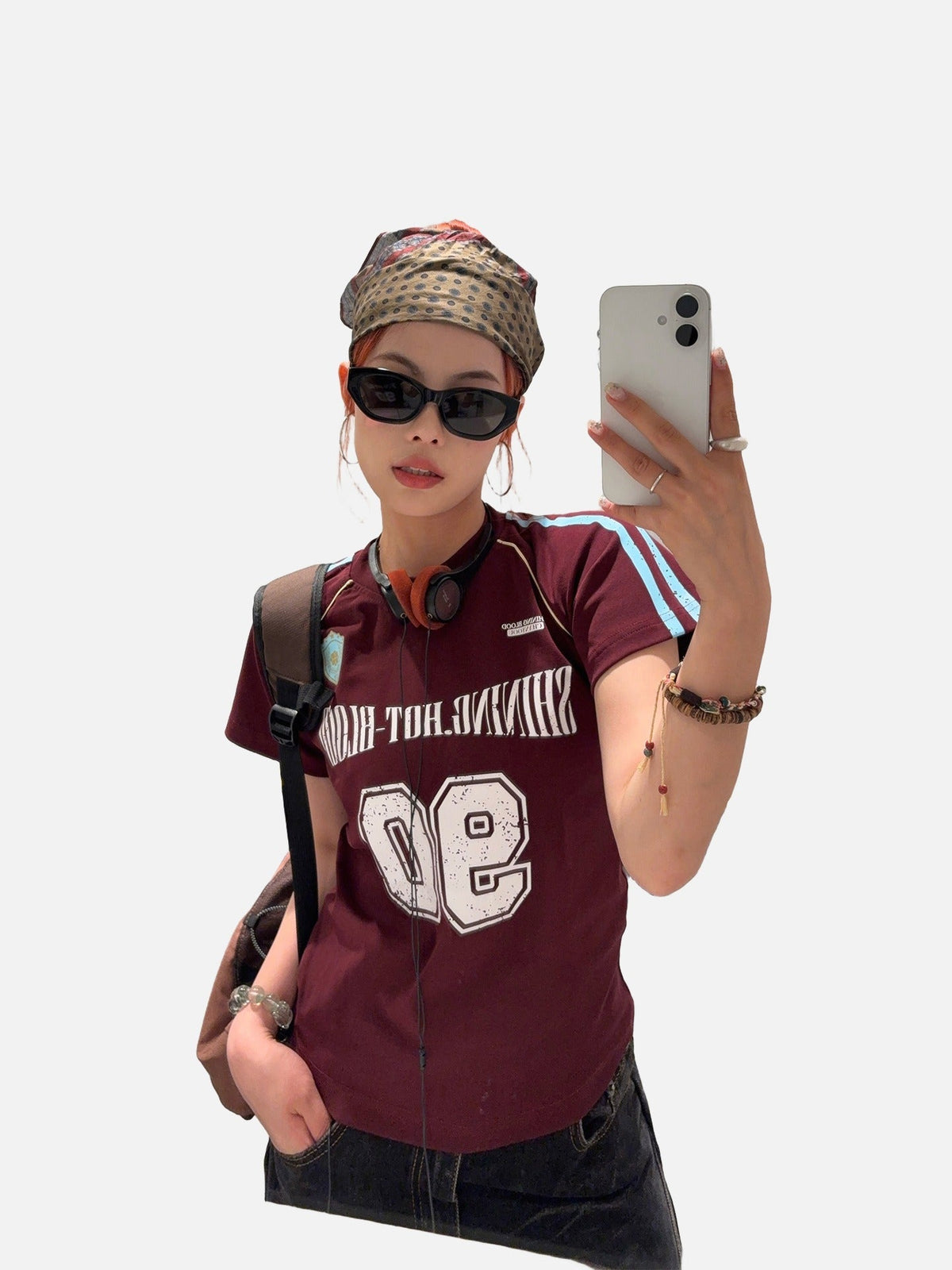 Distressed Block Lettering Maroon T-Shirt