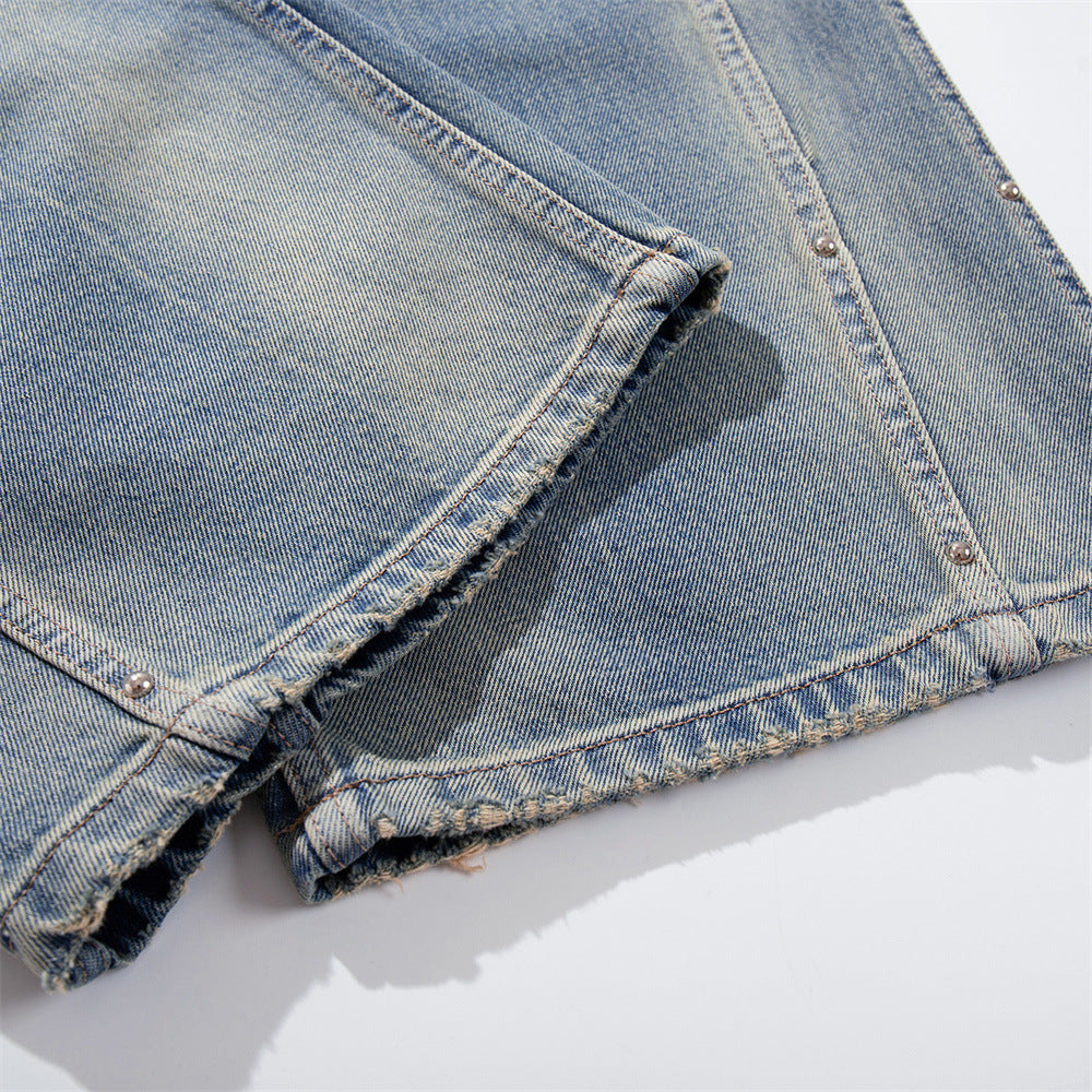 DAXUEN distressed blue wide-leg ripped jeans