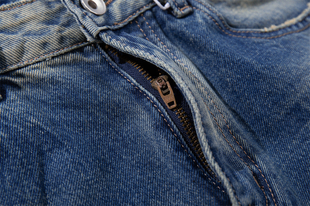 DAXUEN distressed blue wide-leg ripped jeans