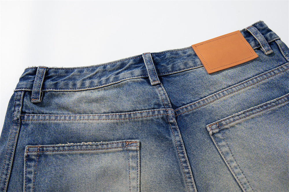 DAXUEN distressed blue wide-leg ripped jeans