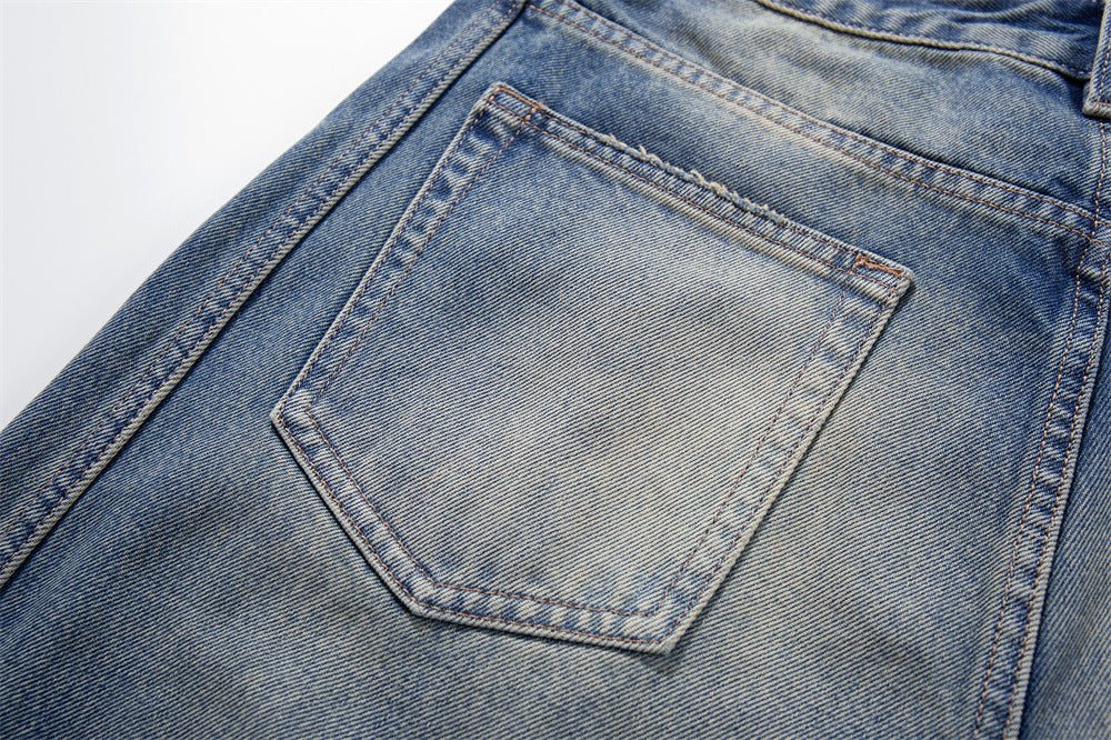 DAXUEN distressed blue wide-leg ripped jeans