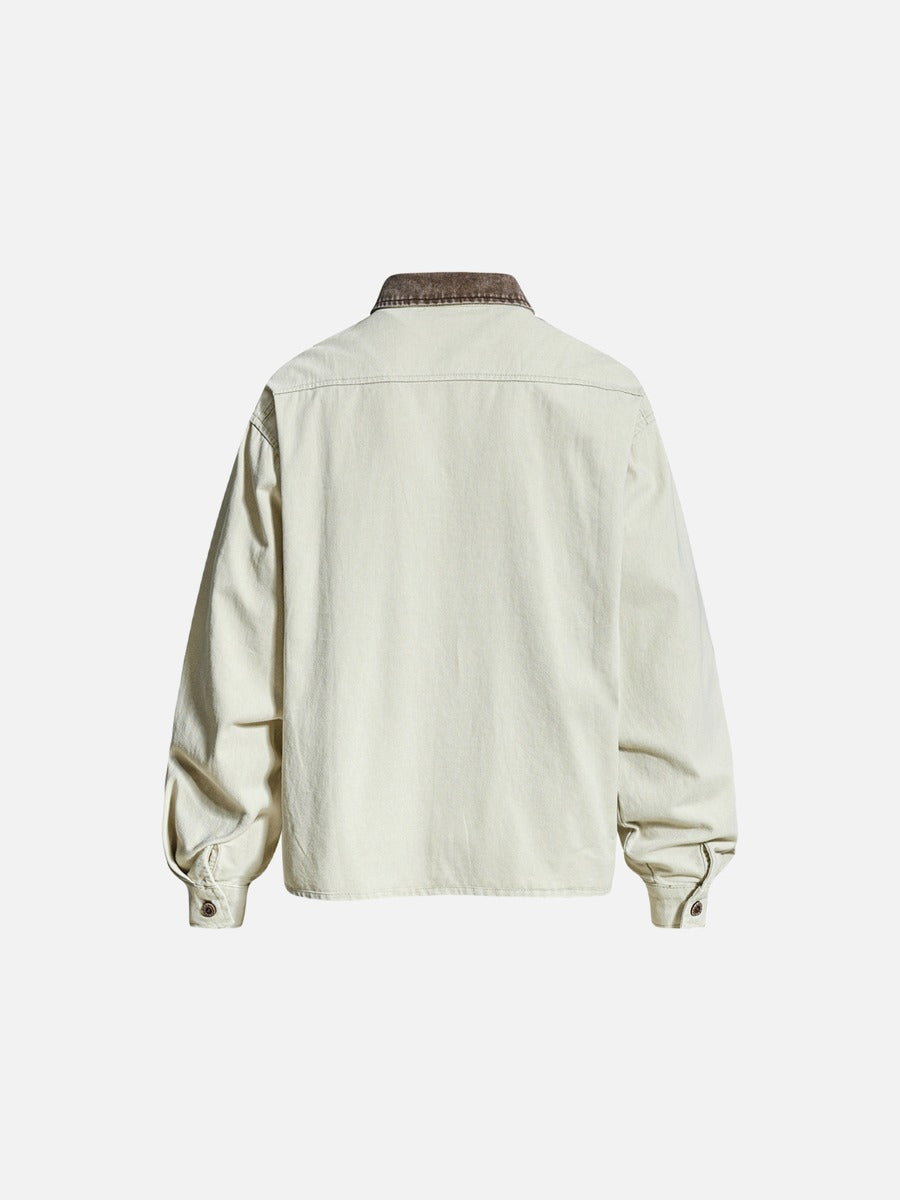 Distressed Brown Graphic Overshirt