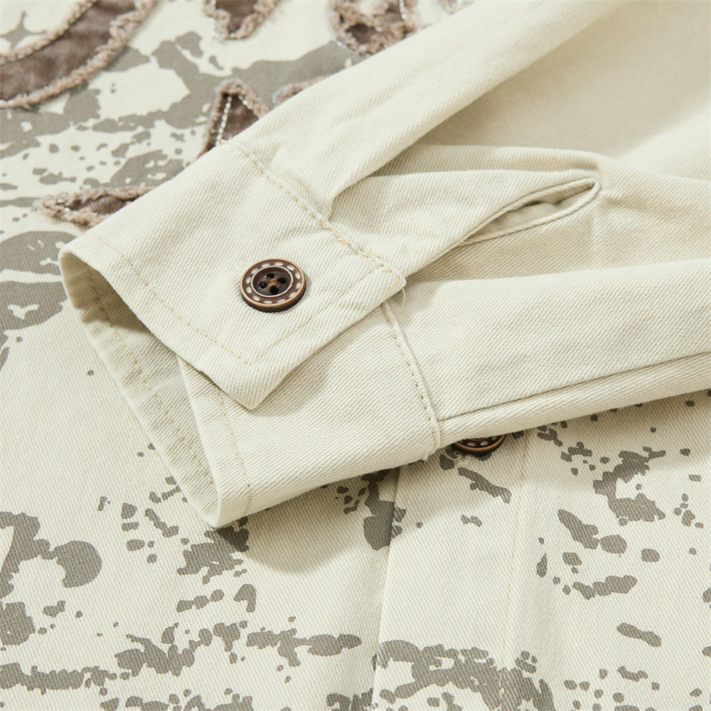 Distressed Brown Graphic Overshirt