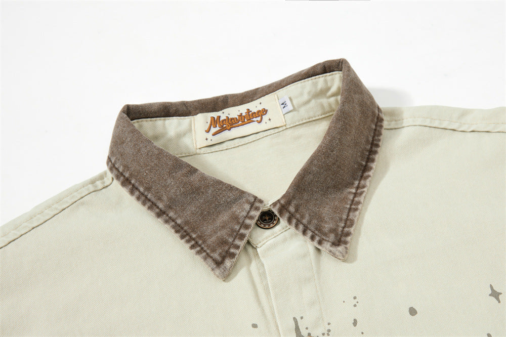 Distressed Brown Graphic Overshirt