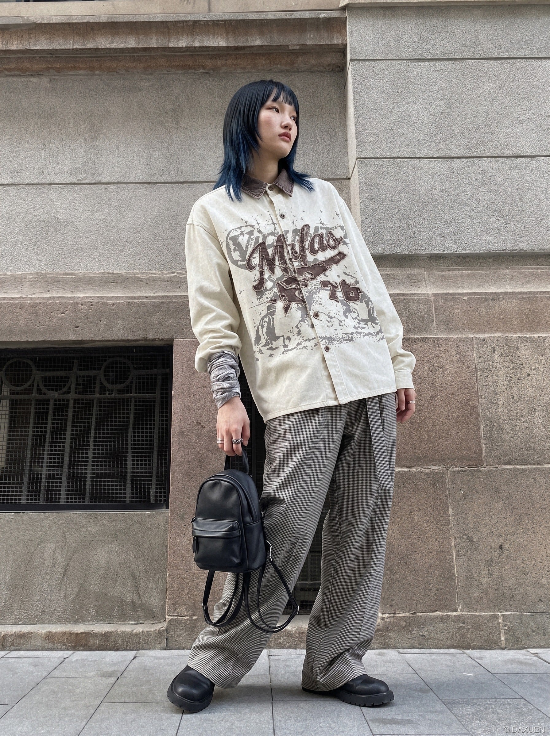 Distressed Brown Graphic Overshirt