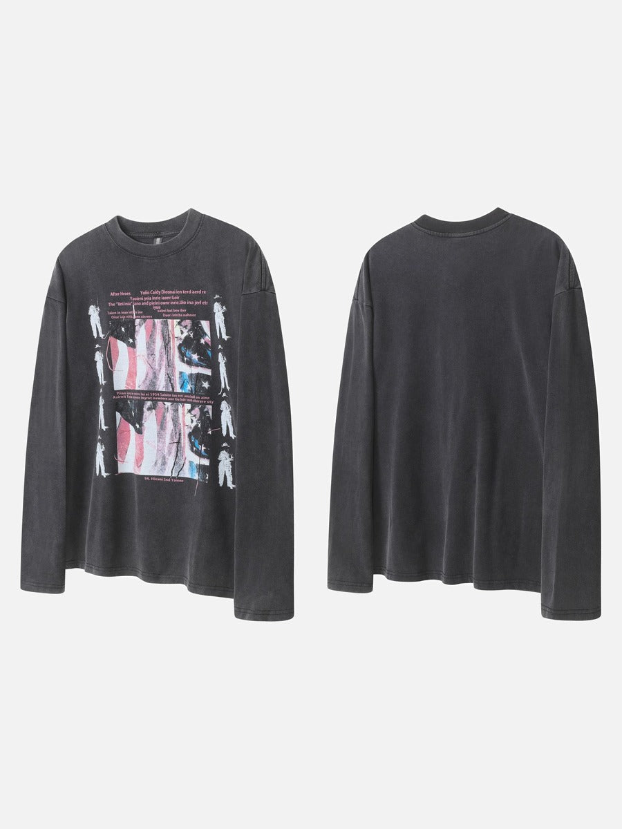 Distressed Camouflage Layered Long-Sleeve Tee