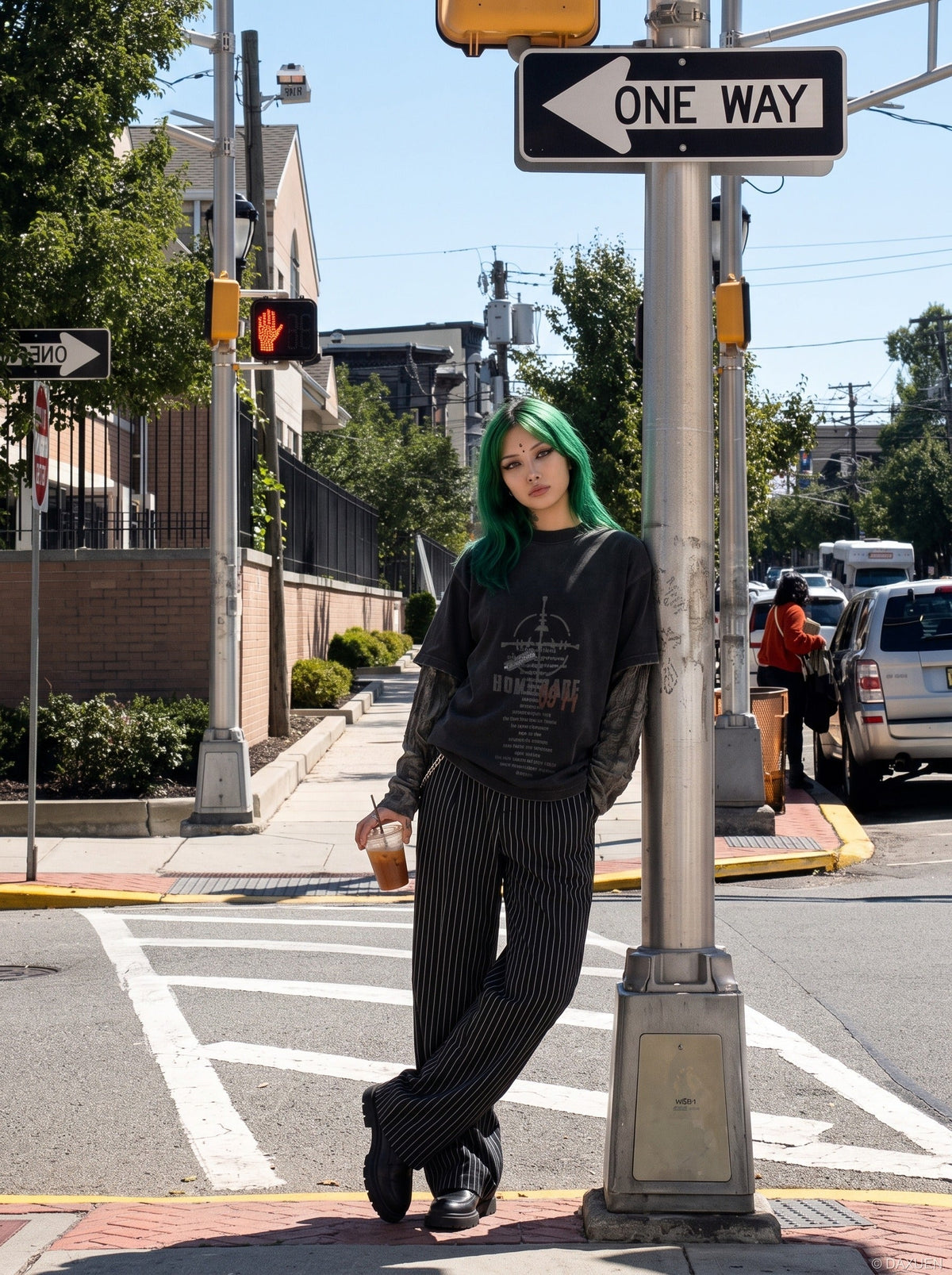 Distressed Camouflage Layered Long-Sleeve Tee