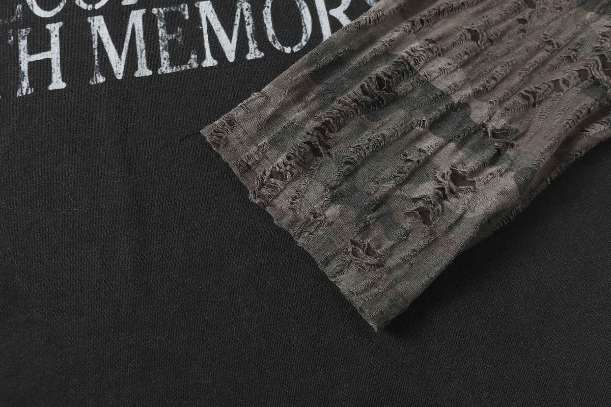 Distressed Camouflage Layered Long-Sleeve Tee