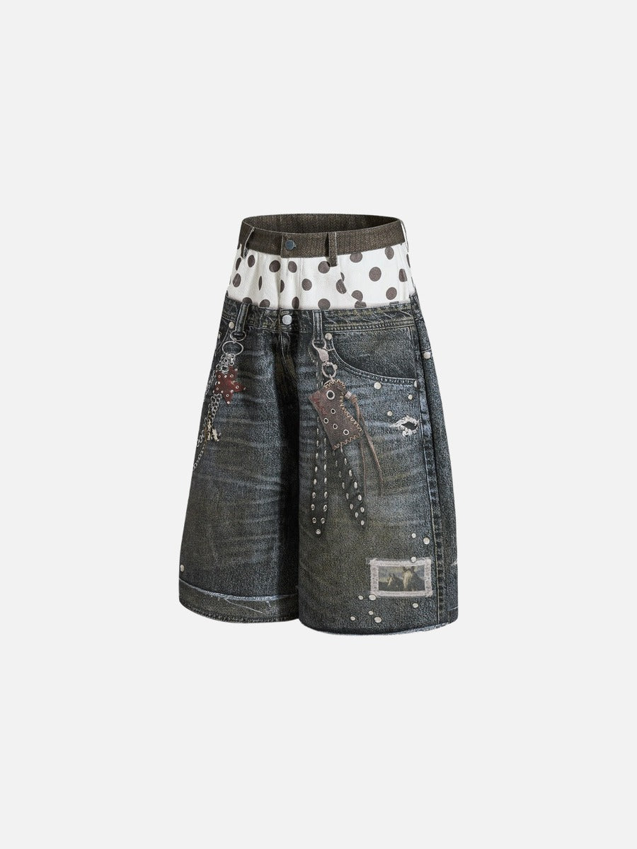 Away End Double-Waist Denim Shorts