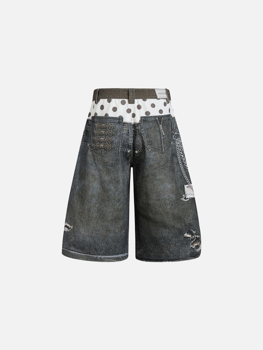 Away End Double-Waist Denim Shorts